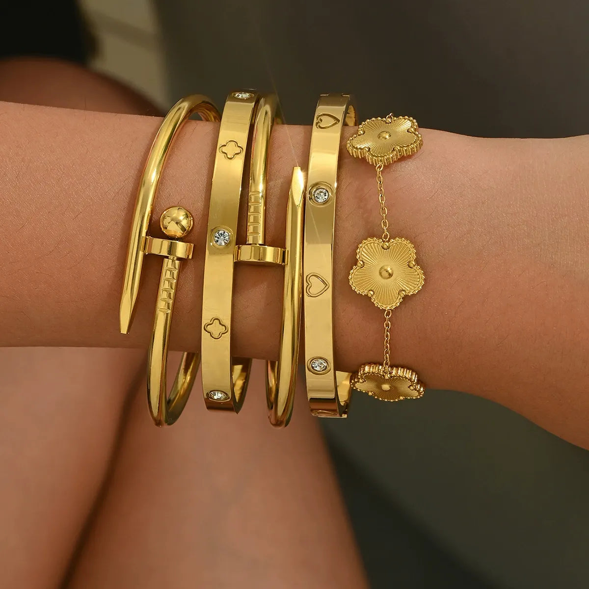 Luxury 18K Gold Plated Bracelet Set for Women