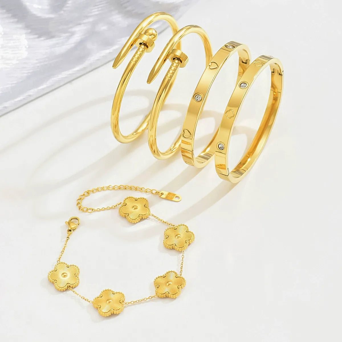 Luxury 18K Gold Plated Bracelet Set for Women