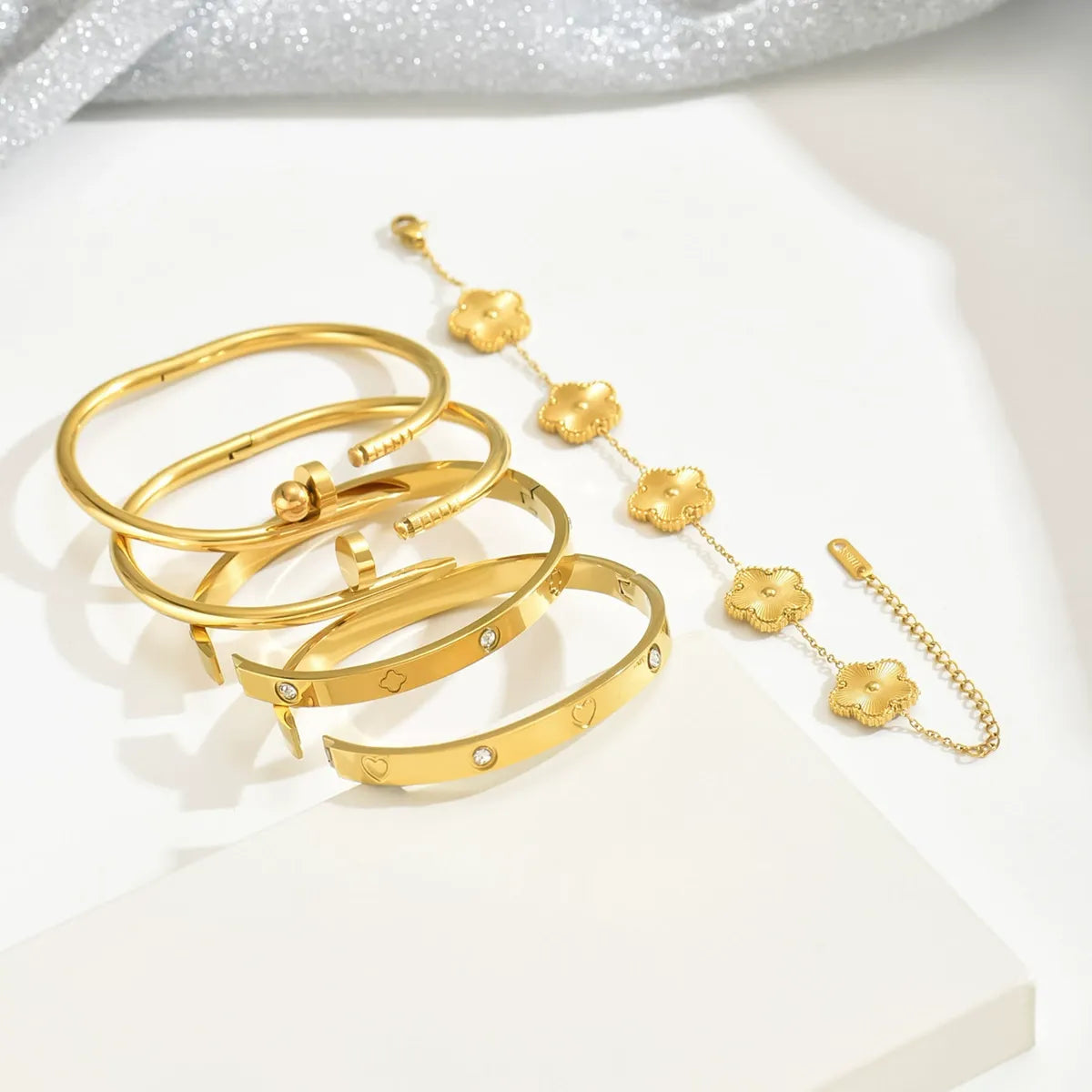 Luxury 18K Gold Plated Bracelet Set for Women
