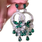 Luxury Emerald Tassel Drop Earrings