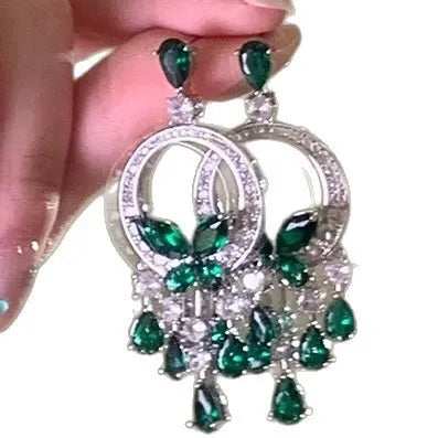 Luxury Emerald Tassel Drop Earrings