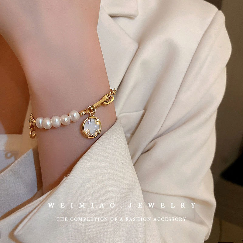 High-End Diamond Pearl Bracelet