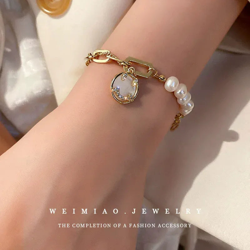 High-End Diamond Pearl Bracelet