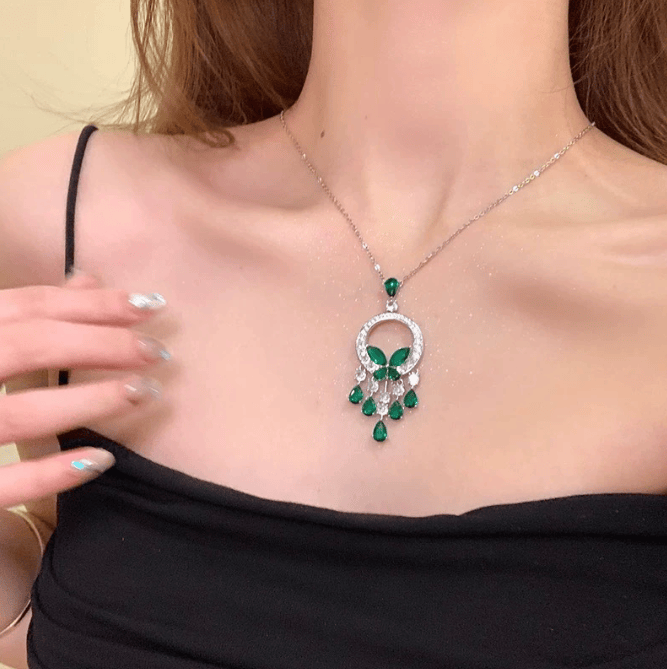 Luxury Emerald Tassel Drop Earrings