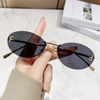 Frameless Oval F-Diamond Sunglasses