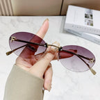 Frameless Oval F-Diamond Sunglasses