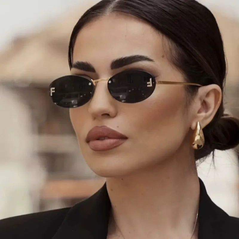 Frameless Oval F-Diamond Sunglasses