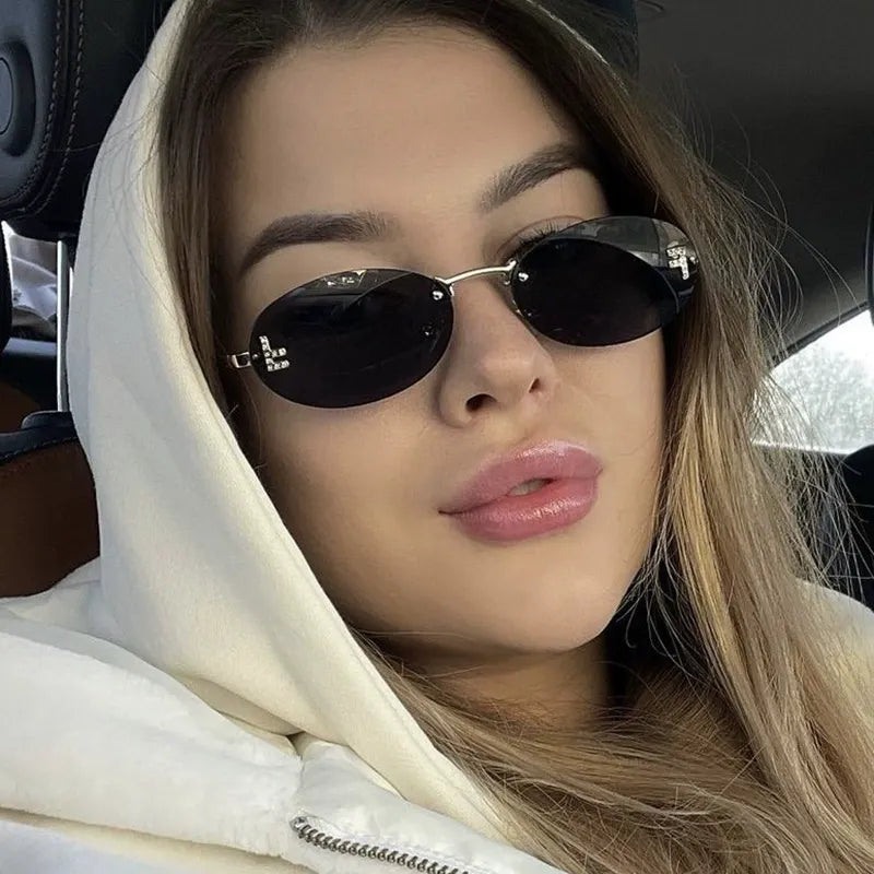 Frameless Oval F-Diamond Sunglasses