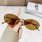 Frameless Oval F-Diamond Sunglasses