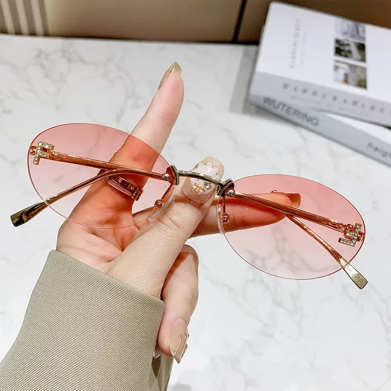 Frameless Oval F-Diamond Sunglasses