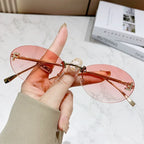 Frameless Oval F-Diamond Sunglasses