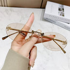 Frameless Oval F-Diamond Sunglasses