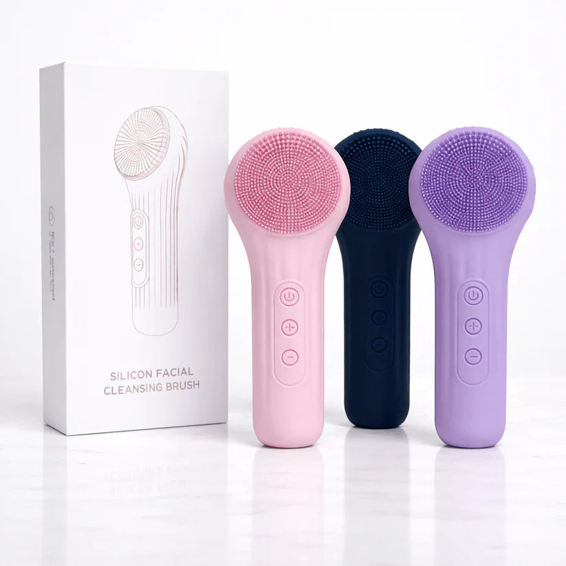 GlowAura – Electric Facial Cleansing Brush with Sonic Vibration & IPX7 Waterproof Design