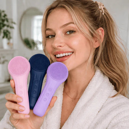 GlowAura – Electric Facial Cleansing Brush with Sonic Vibration & IPX7 Waterproof Design