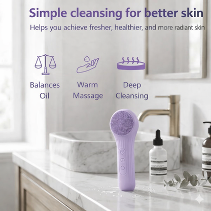 GlowAura – Electric Facial Cleansing Brush with Sonic Vibration & IPX7 Waterproof Design