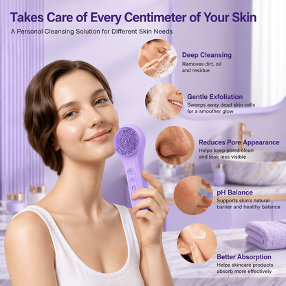 GlowAura – Electric Facial Cleansing Brush with Sonic Vibration & IPX7 Waterproof Design
