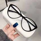 Fashionable Cat-Eye Women’s Retro Glasses - Bright Black