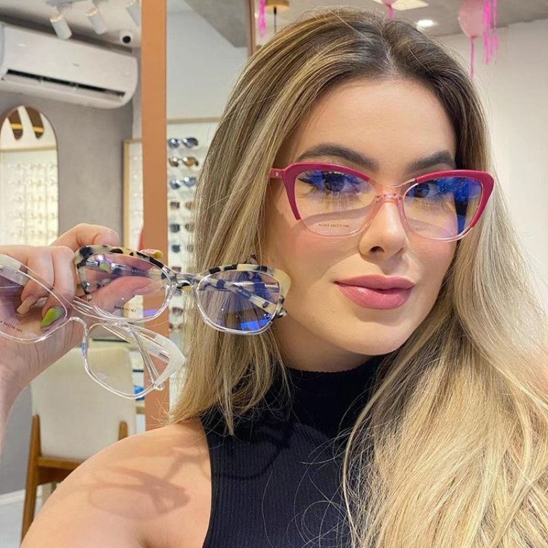 Trendy Color-Changing Cat-Eye Glasses - Pink Frame