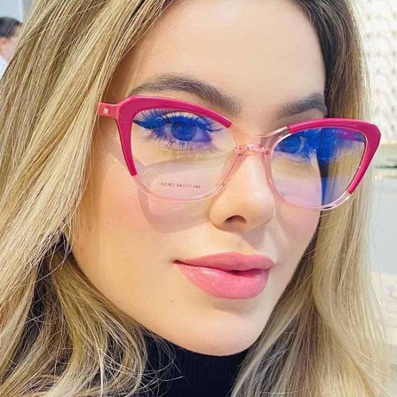 Trendy Color-Changing Cat-Eye Glasses - Pink Bean Curd
