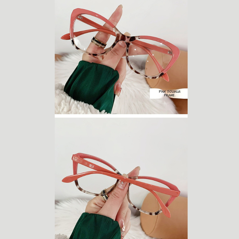 Trendy Color-Changing Cat-Eye Glasses - Pink Bean Curd