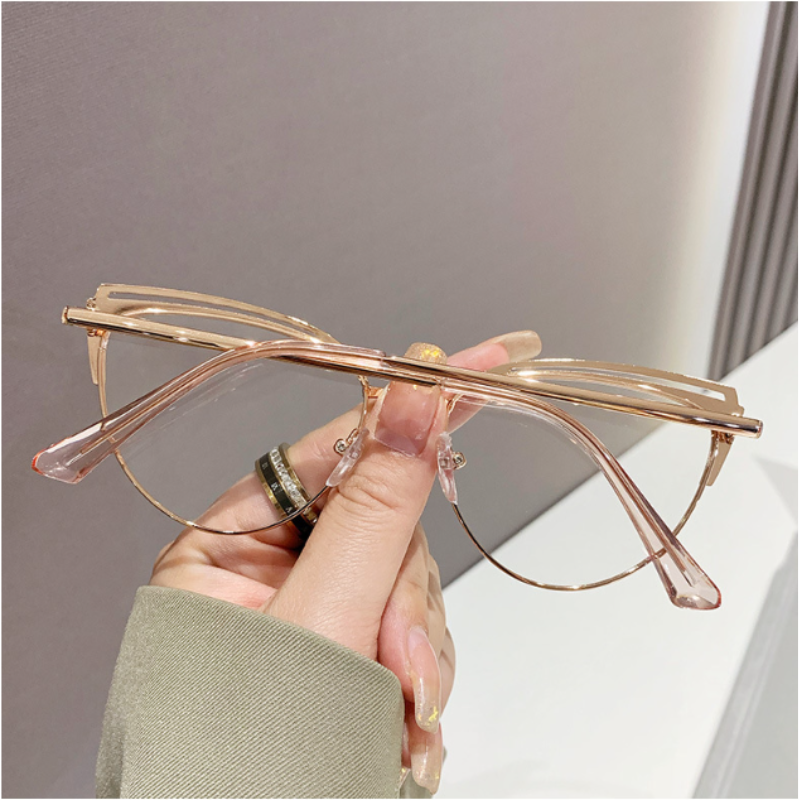 Diamond Cut Cat-Eye Frames for Women - Pink Gold
