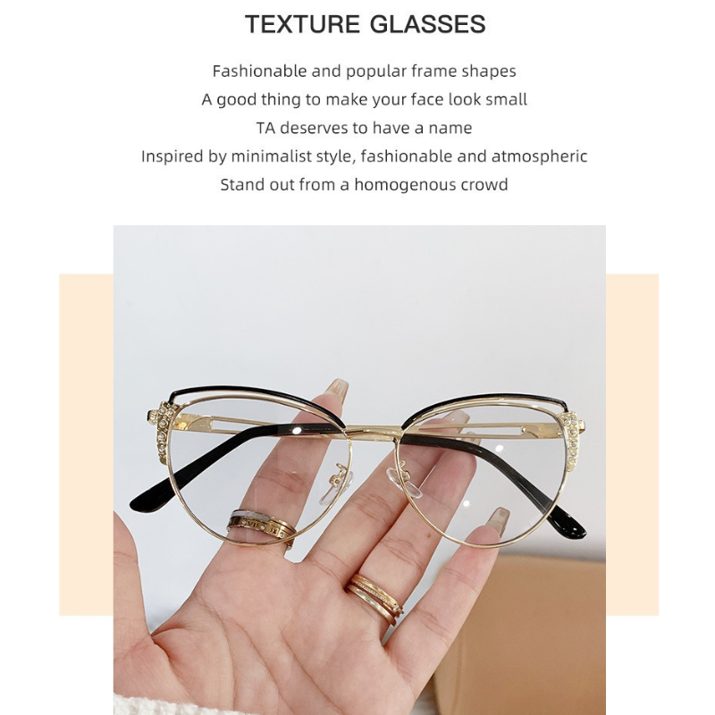 Diamond Cut Cat-Eye Frames for Women - Pink Gold