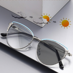 Diamond Cut Cat-Eye Frames for Women - Blue Silver