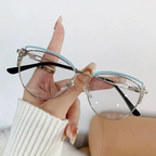 Diamond Cut Cat-Eye Frames for Women - Blue Silver