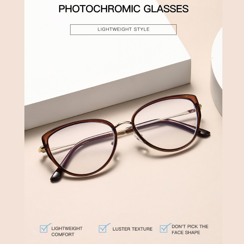 Cross-Border Fashion Photochromic Glasses - Gradual Tea
