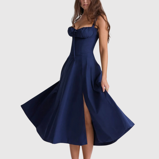 Floral Waist Shaper Dress - Pure Blue