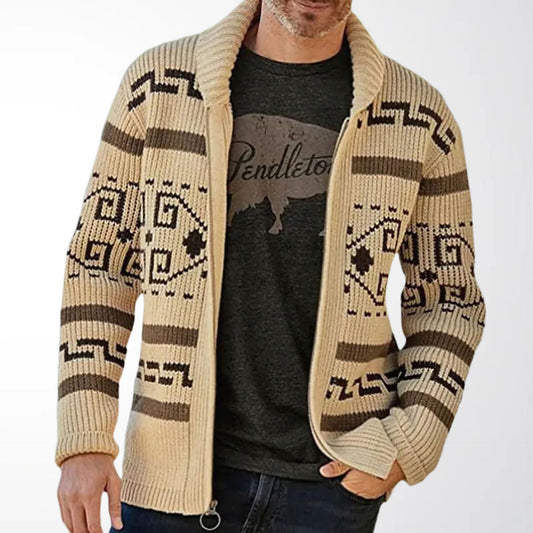 Men’s Wool Jacquard Zip Cardigan Jacket