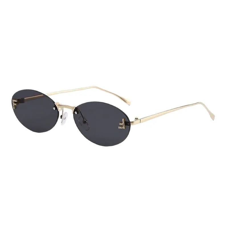 Frameless Oval F-Diamond Sunglasses