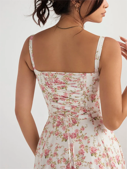 Floral Waist Shaper Dress - Apricot print