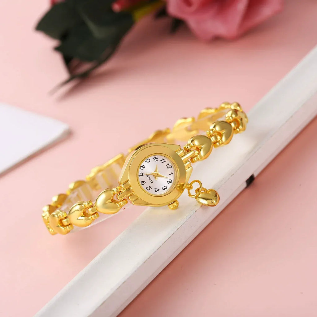 Gold Quartz Bracelet Pendant Watch