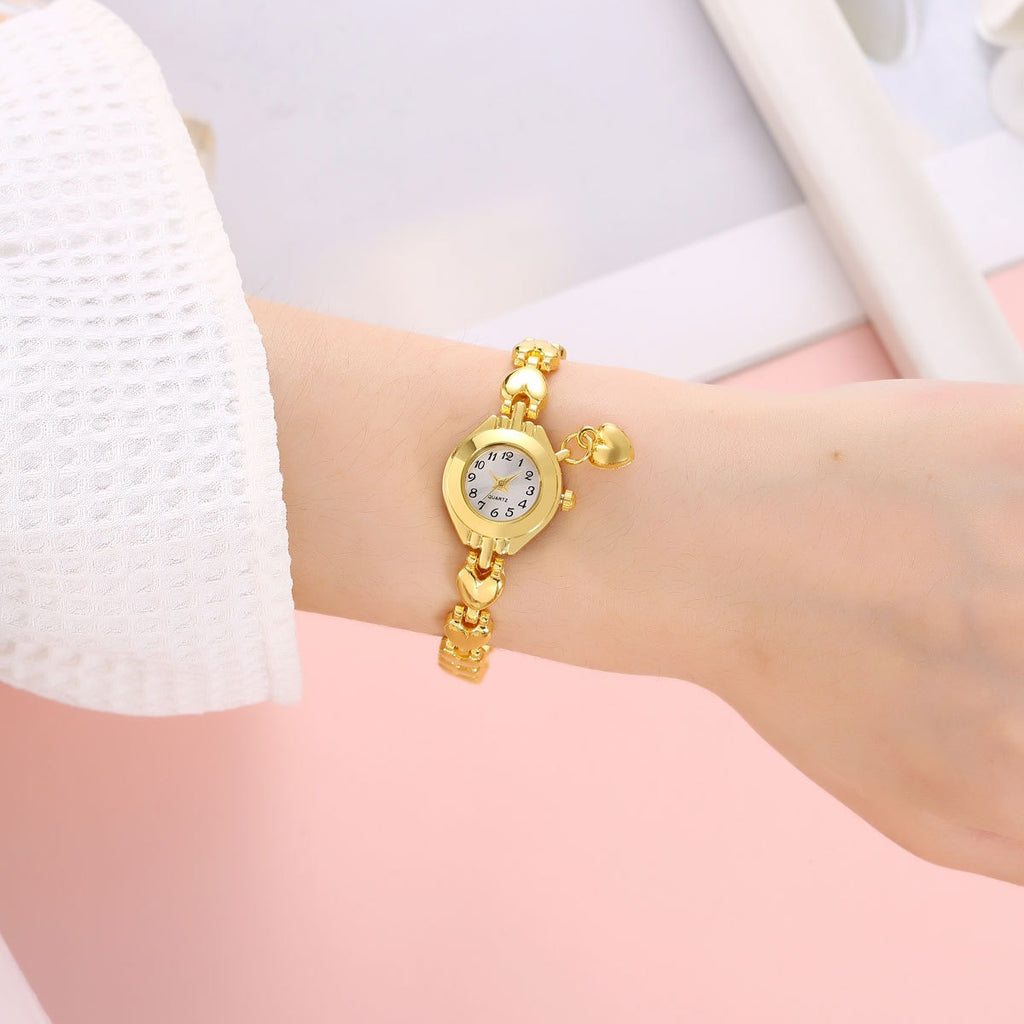 Gold Quartz Bracelet Pendant Watch