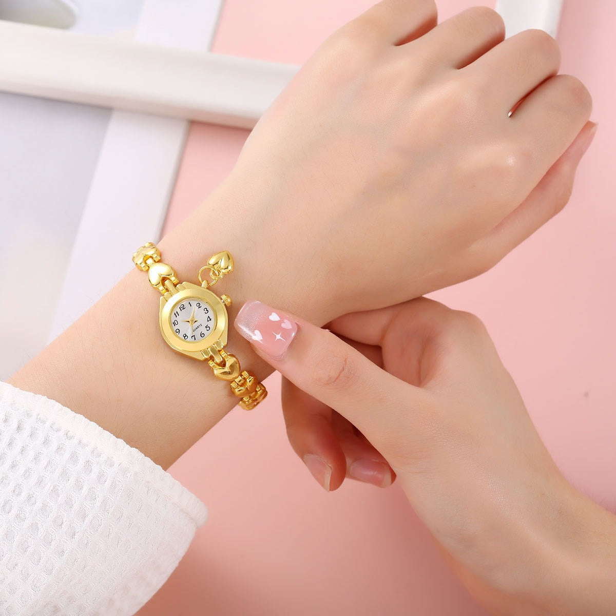 Gold Quartz Bracelet Pendant Watch