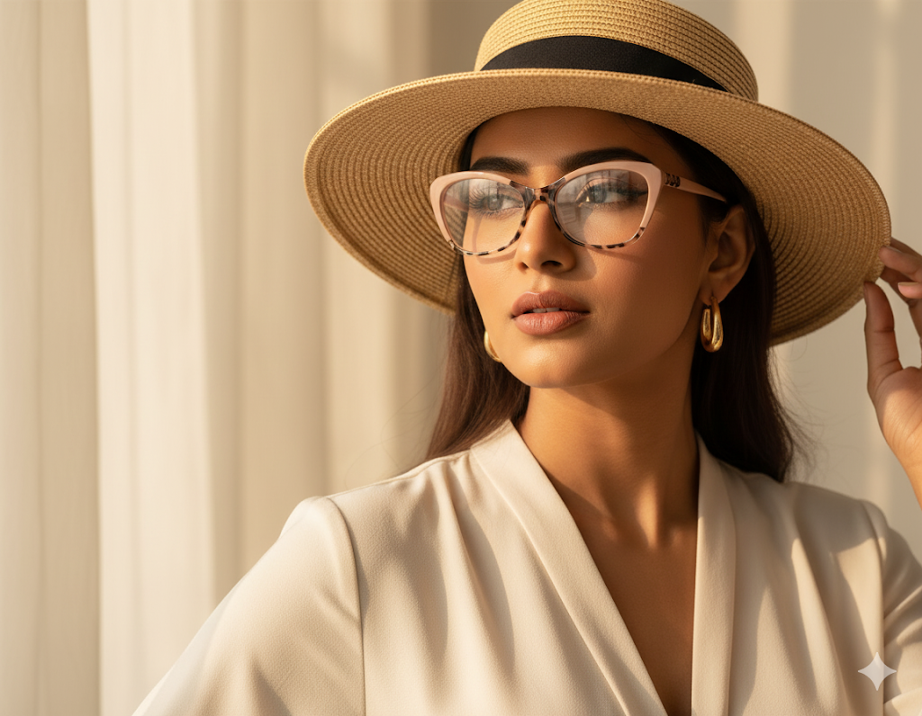 Trendy Color-Changing Cat-Eye Glasses - Tea Bean Flower